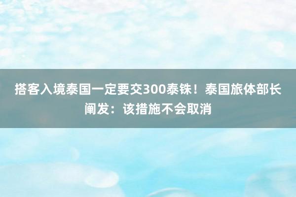 搭客入境泰国一定要交300泰铢！泰国旅体部长阐发：该措施不会取消