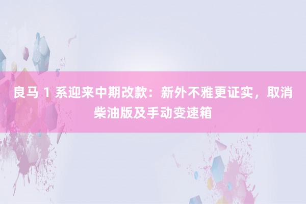 良马 1 系迎来中期改款：新外不雅更证实，取消柴油版及手动变速箱