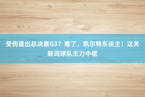 受伤退出总决赛G3？难了，凯尔特东谈主！这关联词球队主力中枢