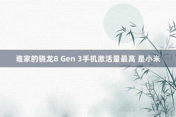 谁家的骁龙8 Gen 3手机激活量最高 是小米