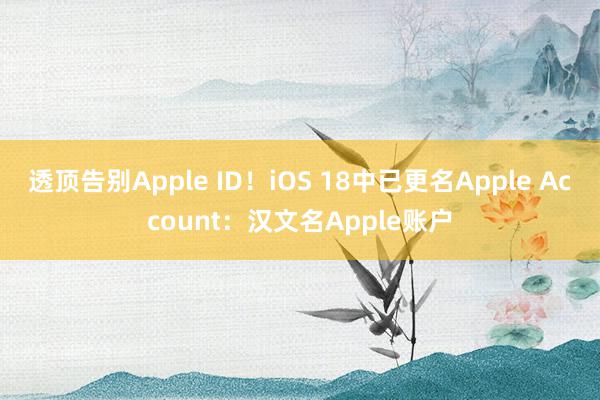 透顶告别Apple ID！iOS 18中已更名Apple Account：汉文名Apple账户