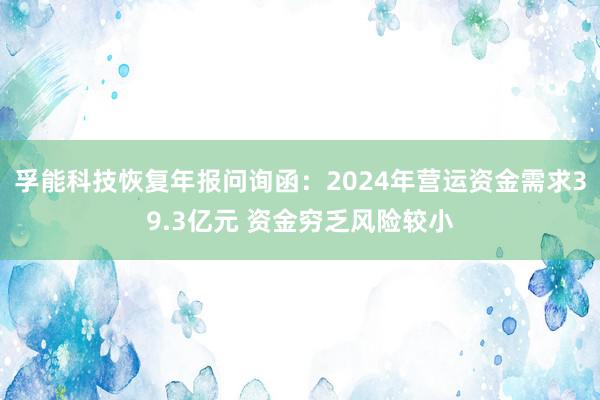 孚能科技恢复年报问询函：2024年营运资金需求39.3亿元 资金穷乏风险较小