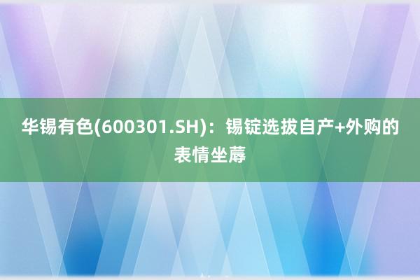 华锡有色(600301.SH)：锡锭选拔自产+外购的表情坐蓐