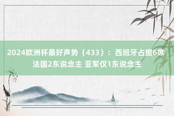 2024欧洲杯最好声势（433）：西班牙占据6席 法国2东说念主 亚军仅1东说念主