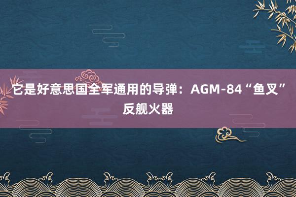 它是好意思国全军通用的导弹：AGM-84“鱼叉”反舰火器