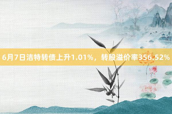 6月7日洁特转债上升1.01%，转股溢价率356.52%