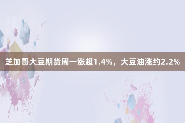 芝加哥大豆期货周一涨超1.4%，大豆油涨约2.2%