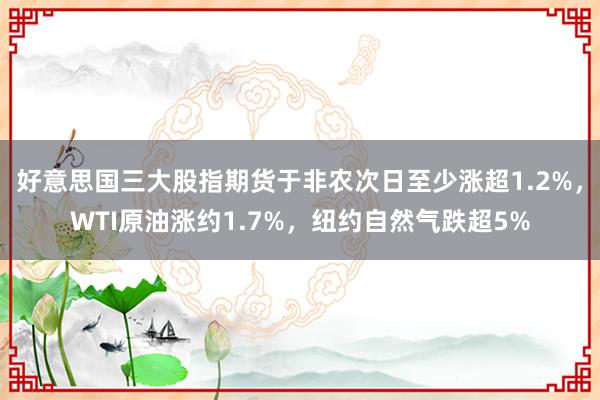 好意思国三大股指期货于非农次日至少涨超1.2%，WTI原油涨约1.7%，纽约自然气跌超5%