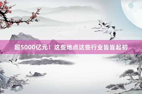 超5000亿元！这些地点这些行业皆皆起初