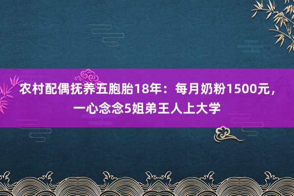 农村配偶抚养五胞胎18年：每月奶粉1500元，一心念念5姐弟王人上大学