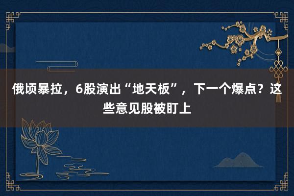 俄顷暴拉，6股演出“地天板”，下一个爆点？这些意见股被盯上